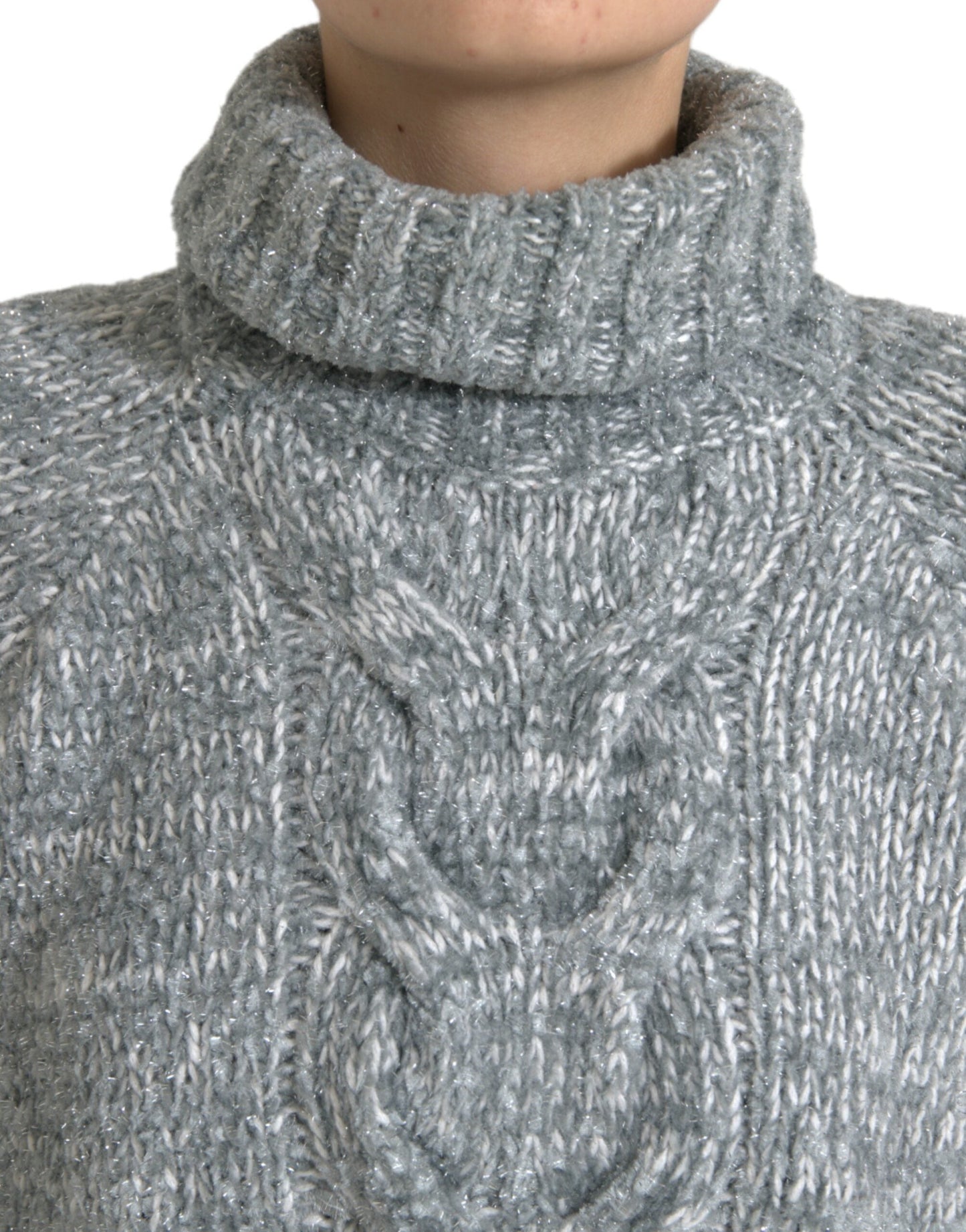 Dolce & Gabbana Gray Cashmere Turtle Neck Pullover Women's Sweater