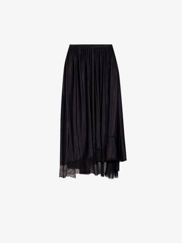 Balenciaga Lace Trimmed A-Line Skirt Black