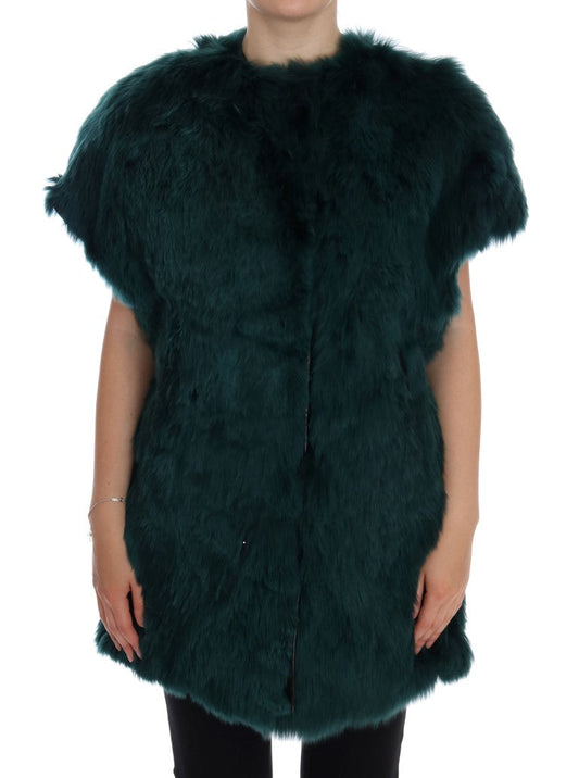 Dolce & Gabbana Green Alpaca Fur Vest Sleeveless Women's Jacket