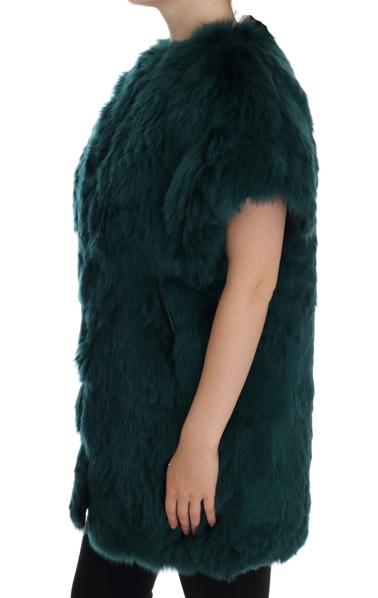 Dolce & Gabbana Green Alpaca Fur Vest Sleeveless Women's Jacket