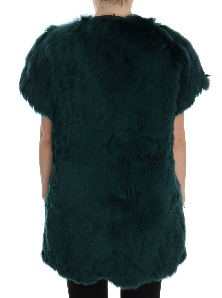 Dolce & Gabbana Green Alpaca Fur Vest Sleeveless Women's Jacket