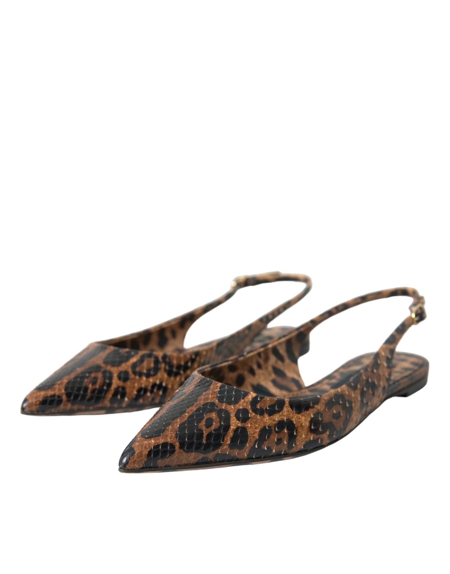 Dolce & Gabbana Brown Leopard Exotic Skin Slingback Women's Shoes