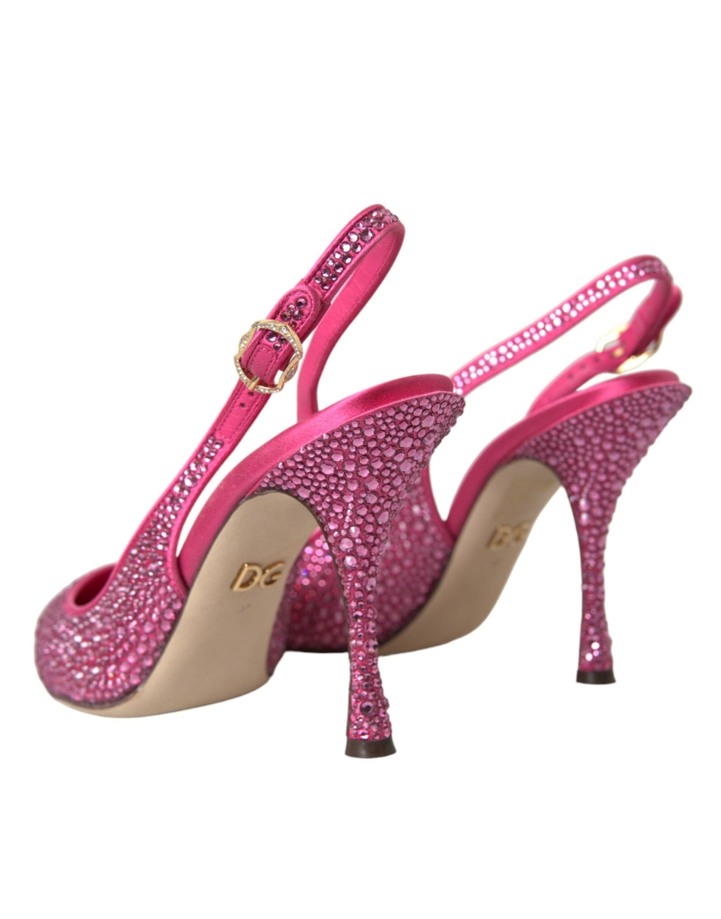 Dolce & Gabbana Pink Slingbacks Crystal Pumps Women's Shoes