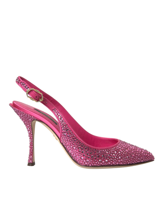 Dolce & Gabbana Pink Slingbacks Crystal Pumps Women's Shoes