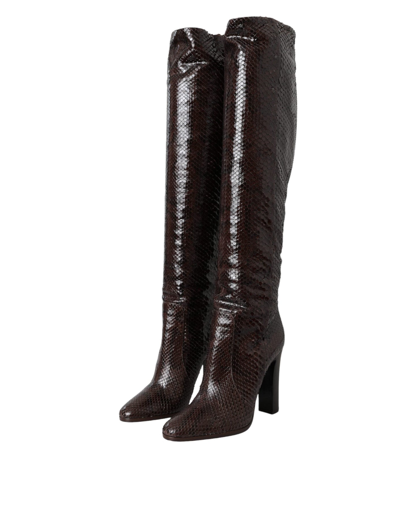 Dolce & Gabbana Brown Exotic Leather Heels High Boots Women's Shoes