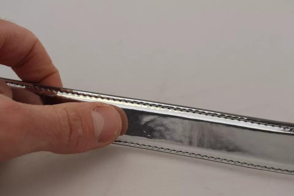 Dolce & Gabbana Silver Leather Metal Buckle Women's Belt ()