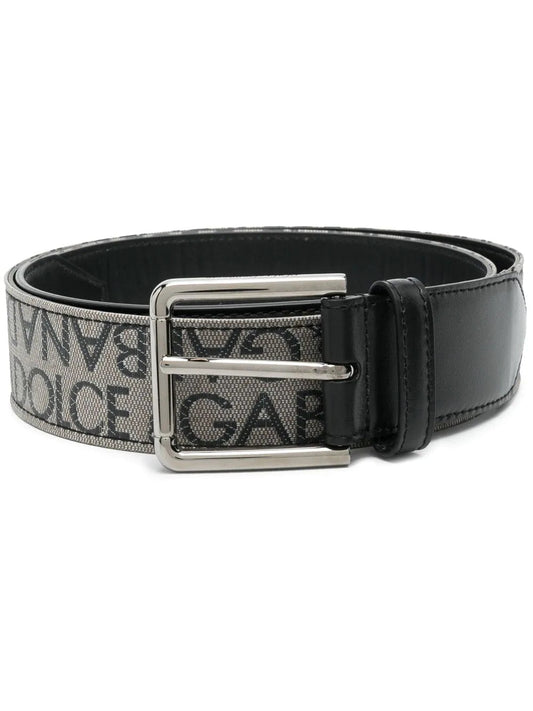 Dolce & Gabbana Men Belt With Logo Embroidered Buckle