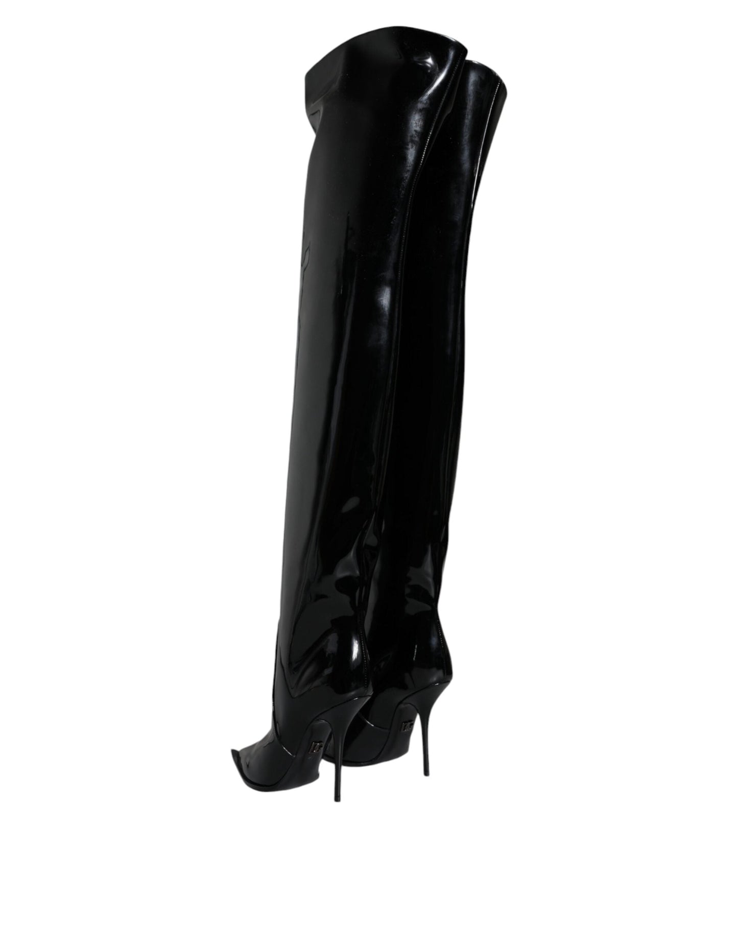 Dolce & Gabbana Black Patent Leather Knee High Boots Women's Shoes ()