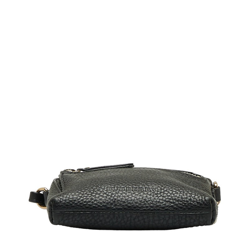 Burberry Nova Check Sliding Shoulder Bag Black Leather Ladies Burberry