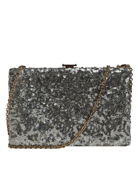 Dolce & Gabbana Silver Sequined Clutch Evening Crossbody Women's Bag ()