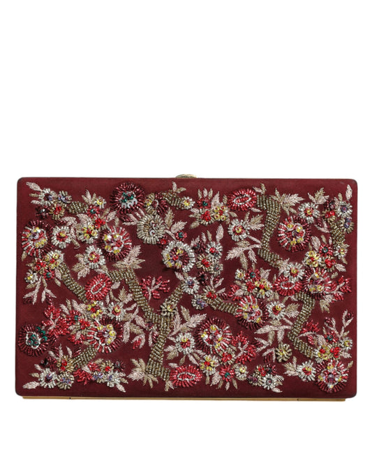Dolce & Gabbana Bordeaux Velvet Gold Frame Clutch Evening Women's Bag ()
