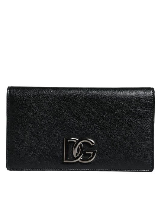 Dolce & Gabbana Black Leather DG Logo Bifold Card Slot Crossbody Women's Bag ()