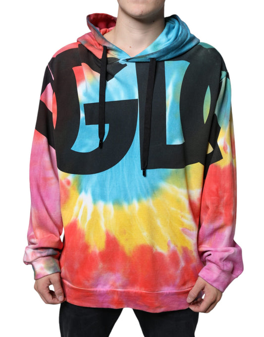 Dolce & Gabbana Multicolor Tie Dye Hooded Sweatshirt Men's Sweater