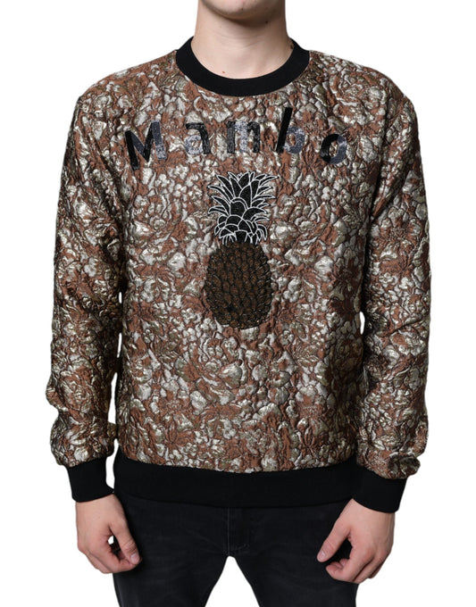 Dolce & Gabbana Brown Jacquard Mambo Pineapple Pullover Men's Sweater ()