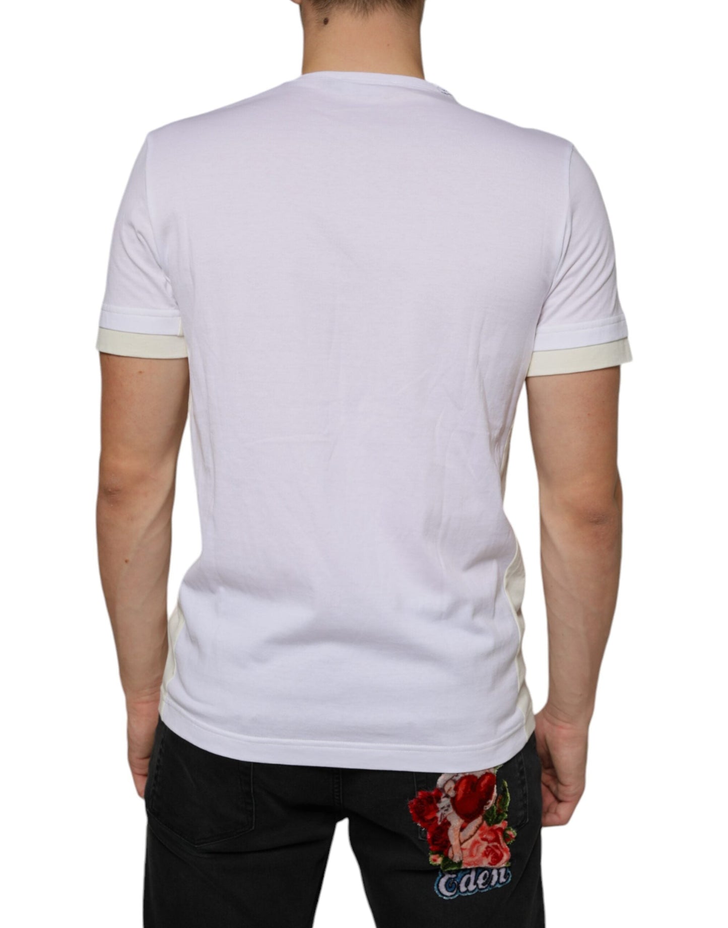 Dolce & Gabbana White Cotton Pocket Short Sleeves Men's T-shirt