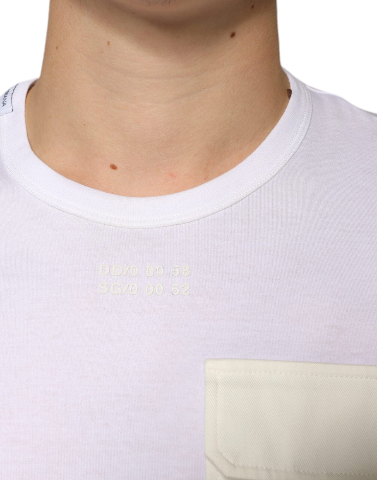 Dolce & Gabbana White Cotton Pocket Short Sleeves Men's T-shirt