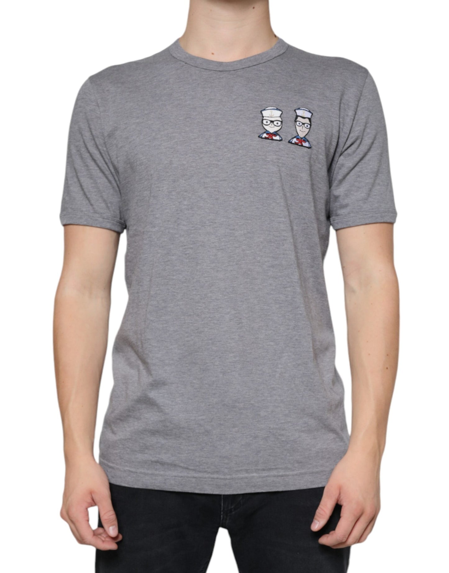 Dolce & Gabbana Gray Cotton #DGFamily Short Sleeves Men's T-shirt