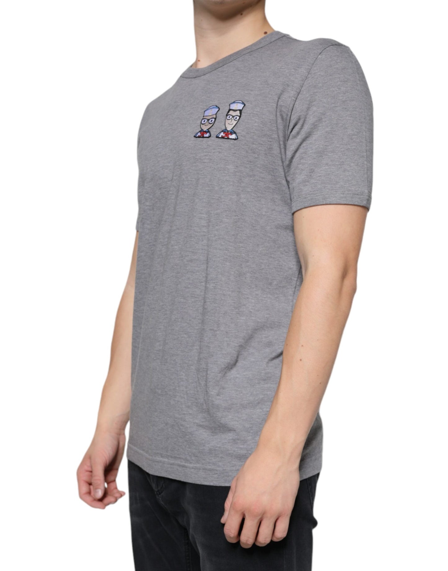 Dolce & Gabbana Gray Cotton #DGFamily Short Sleeves Men's T-shirt
