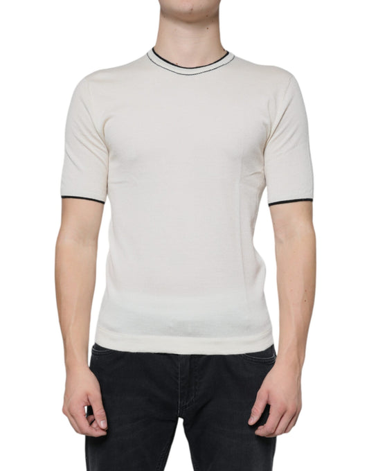 Dolce & Gabbana Off White Cashmere Short Sleeves Men's T-shirt