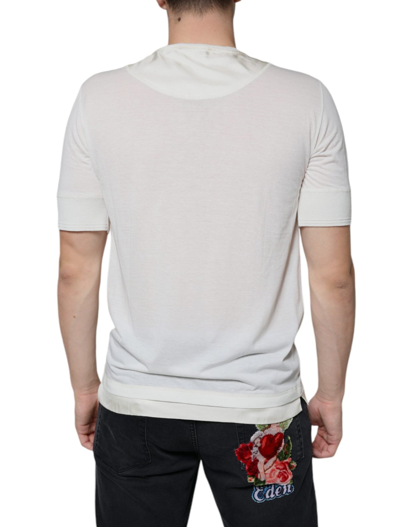 Dolce & Gabbana Off White Cotton Short Sleeves Men's T-shirt