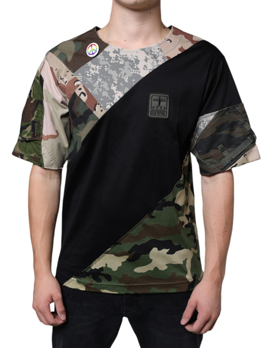 Dolce & Gabbana Multicolor Camouflage Patchwork DG Royal Men's T-shirt ()