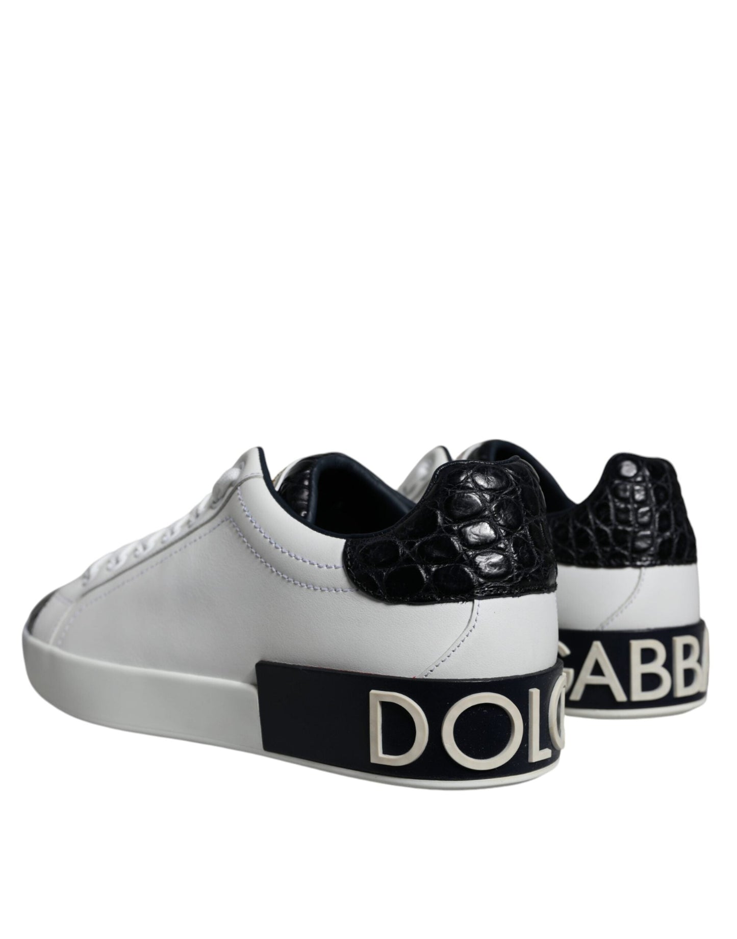 Dolce & Gabbana Black Leather Logo Portofino Sneaker Men's Shoes ()