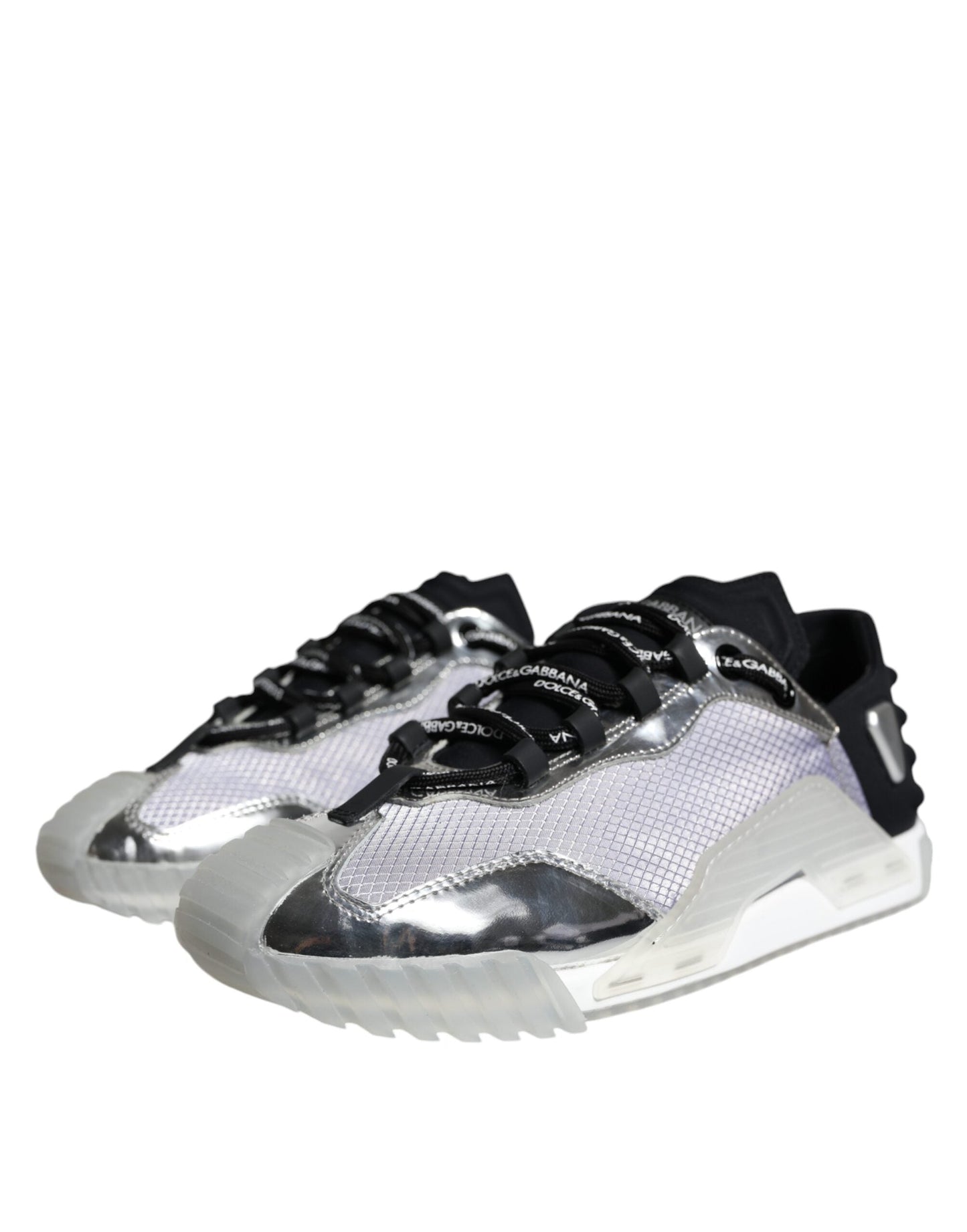 Dolce & Gabbana Silver Black Nylon NS1 Low Top Sneakers Men's Shoes ()