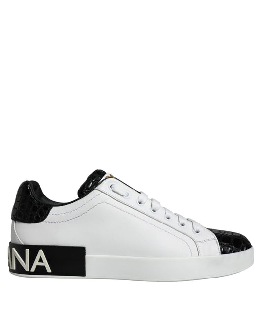 Dolce & Gabbana Black Leather Logo Portofino Sneaker Men's Shoes ()