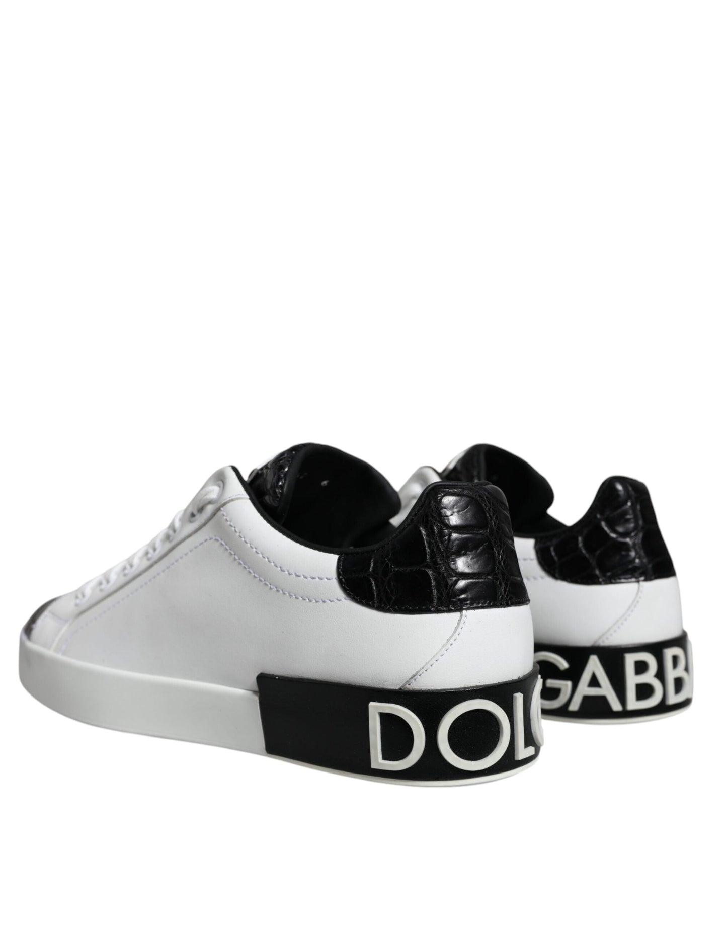 Dolce & Gabbana Black Leather Logo Portofino Sneaker Men's Shoes ()