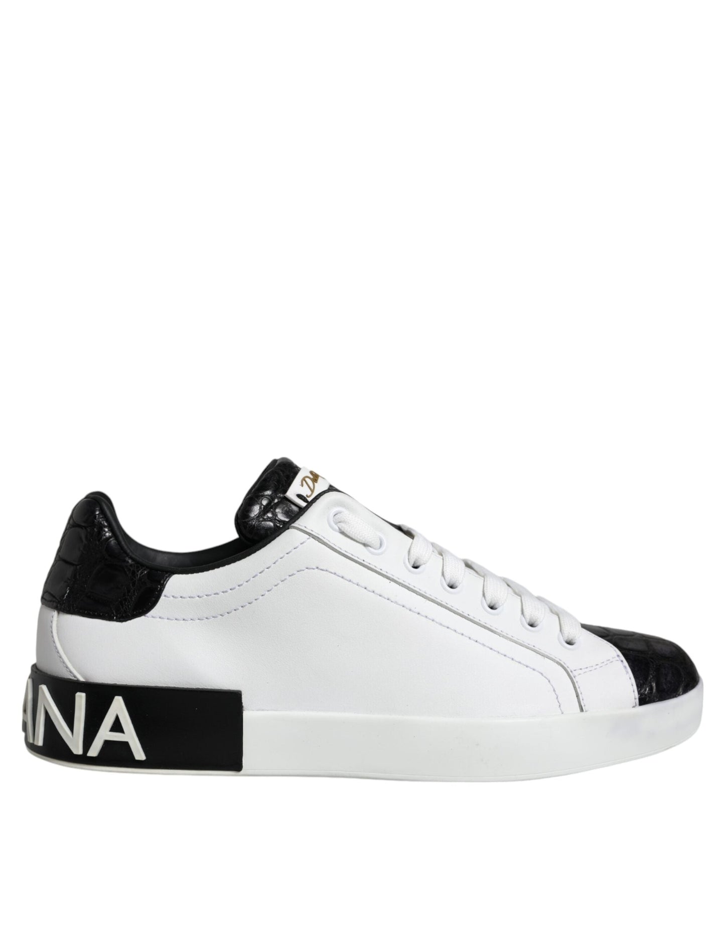 Dolce & Gabbana Black Leather Logo Portofino Sneaker Men's Shoes ()