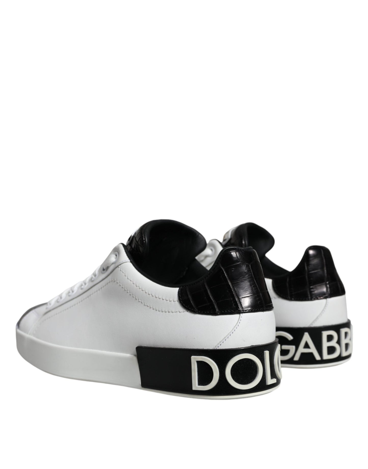 Dolce & Gabbana Black Leather Logo Portofino Sneaker Men's Shoes ()