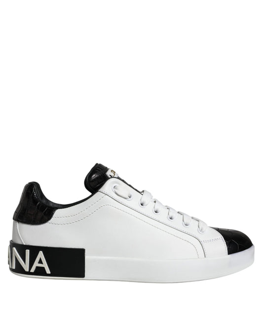 Dolce & Gabbana Black Leather Logo Portofino Sneaker Men's Shoes ()