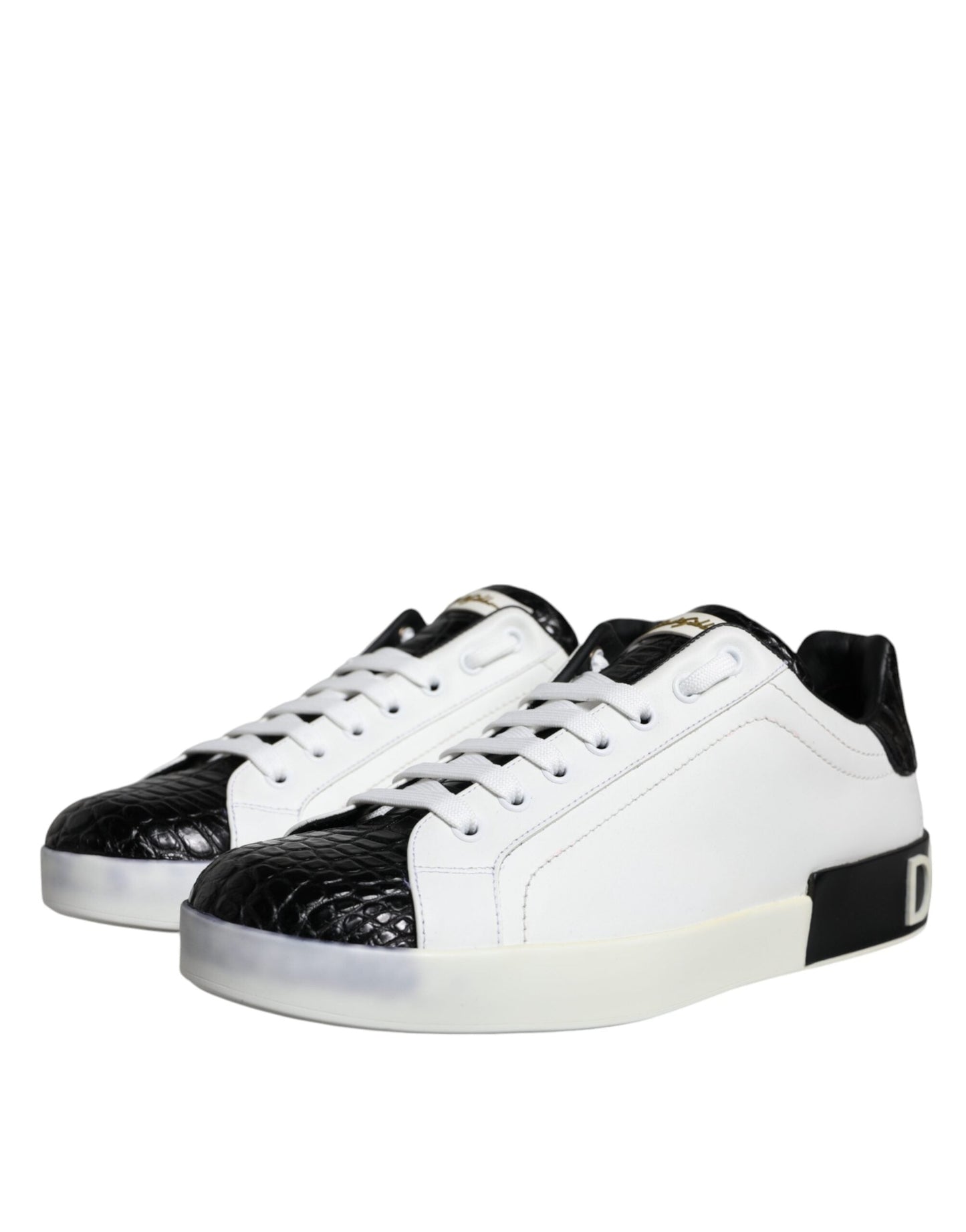 Dolce & Gabbana Black Leather Logo Portofino Sneaker Men's Shoes ()