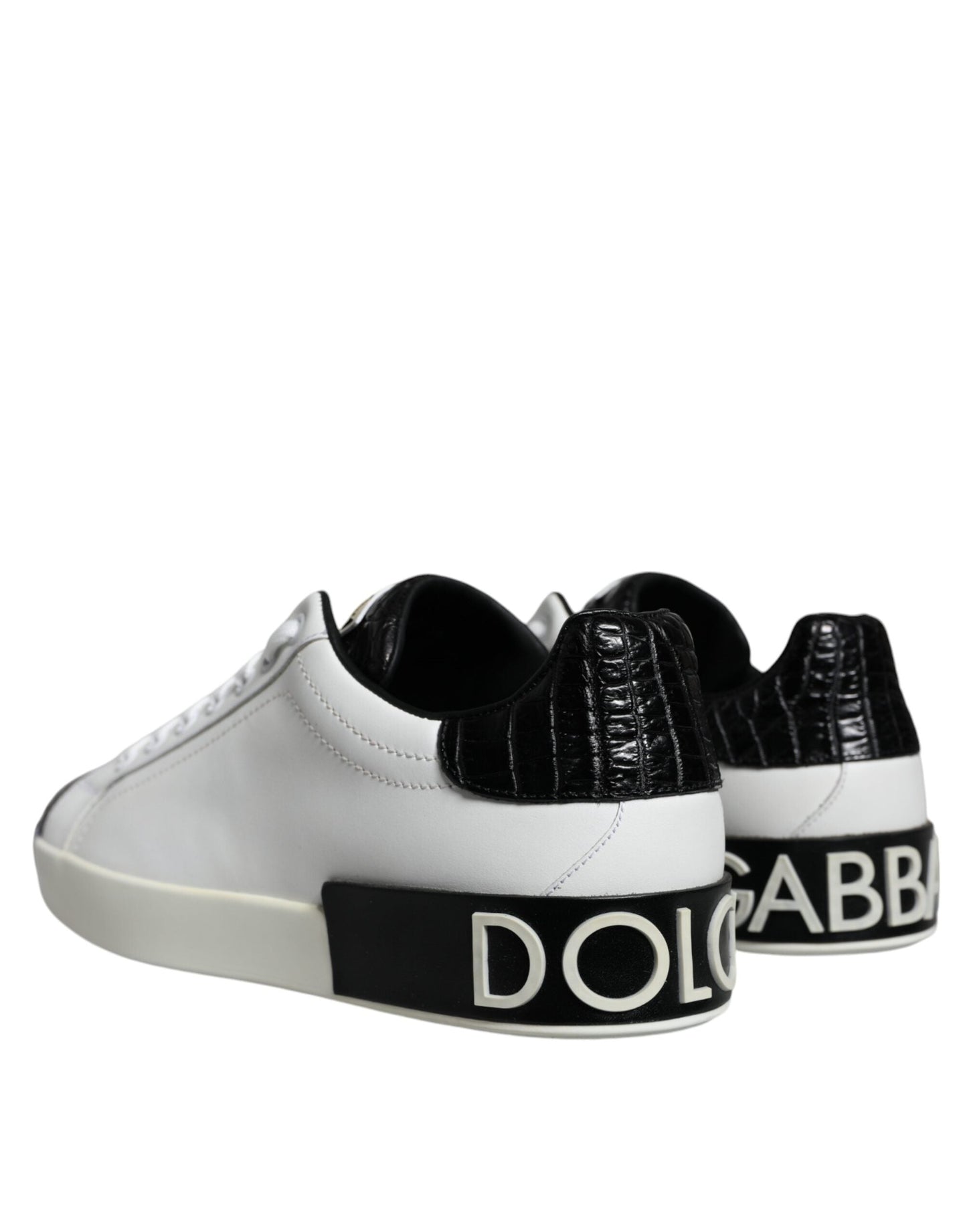 Dolce & Gabbana Black Leather Logo Portofino Sneaker Men's Shoes ()
