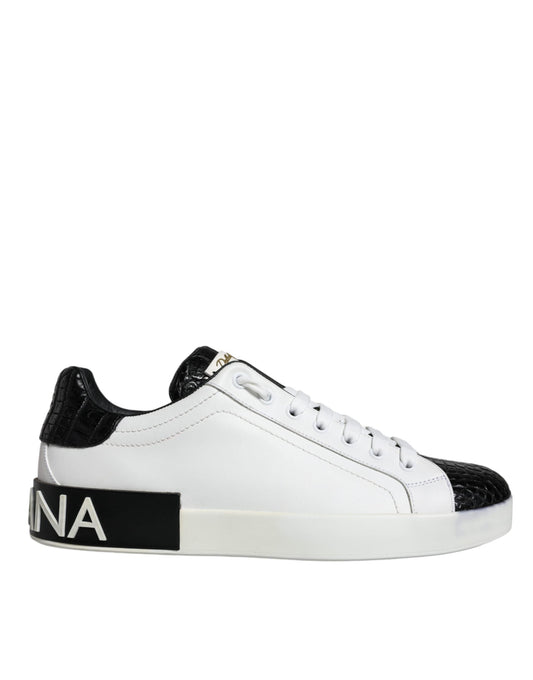 Dolce & Gabbana Black Leather Logo Portofino Sneaker Men's Shoes ()