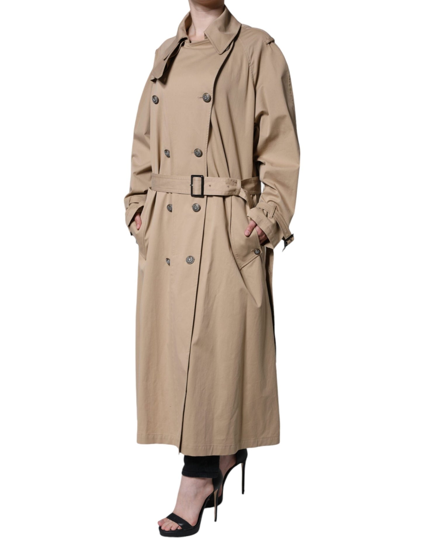 Dolce & Gabbana Khaki Double Breasted Trench Coat Women's Jacket