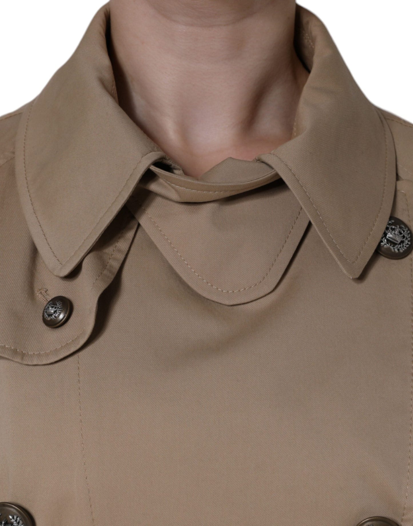 Dolce & Gabbana Khaki Double Breasted Trench Coat Women's Jacket