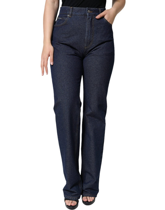 Dolce & Gabbana Dark Blue Cotton Stretch Straight Denim Women's Jeans