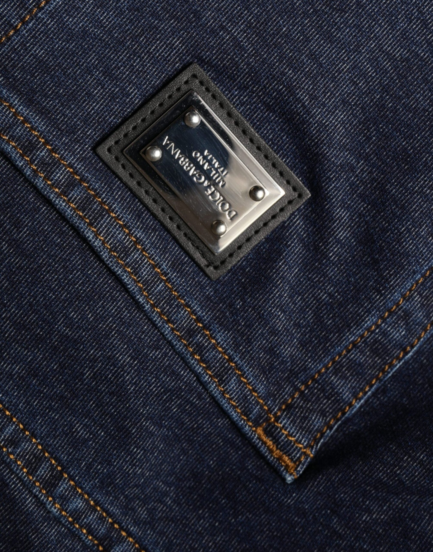 Dolce & Gabbana Dark Blue Cotton Stretch Straight Denim Women's Jeans