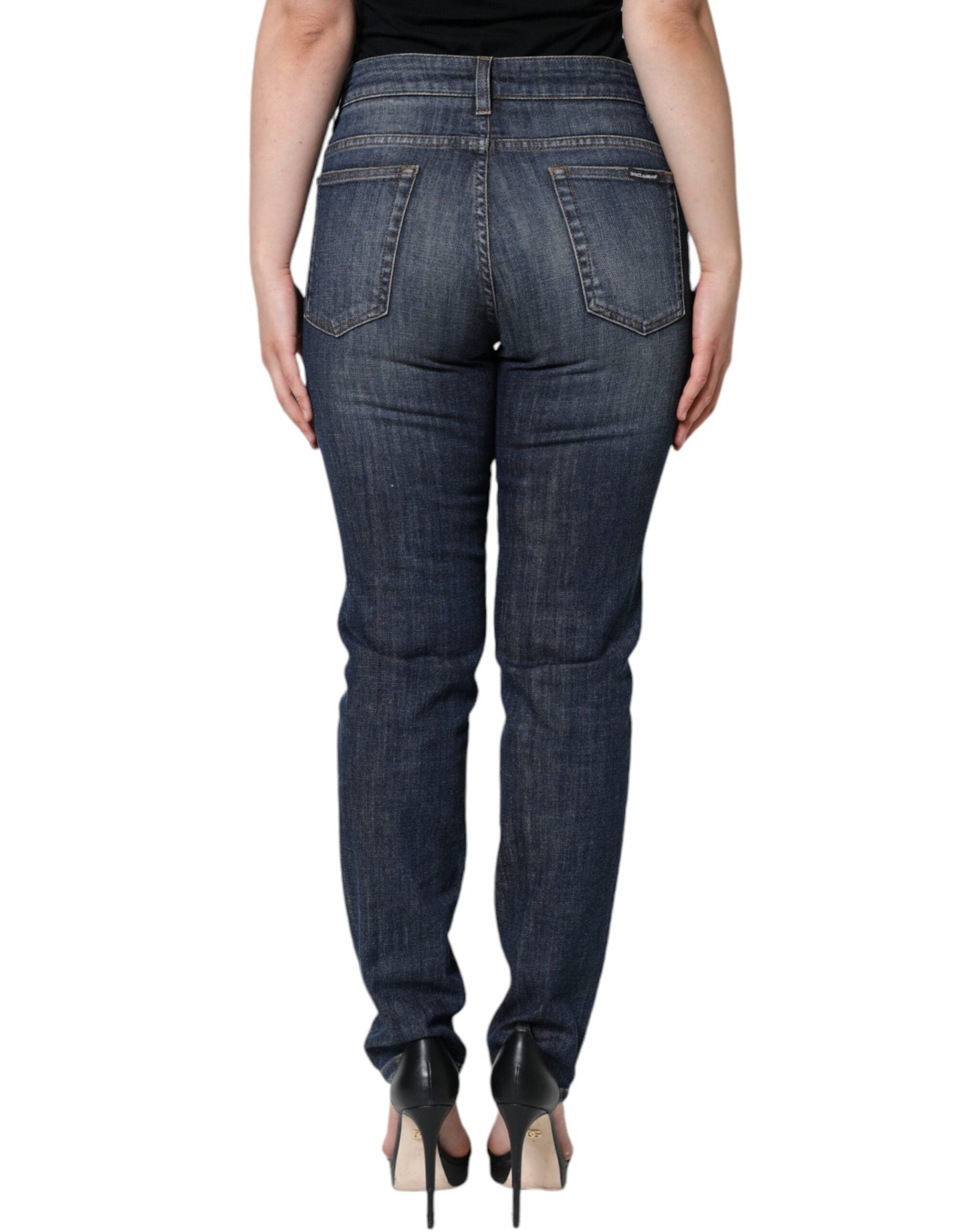 Dolce & Gabbana Dark Blue Cotton Stretch Skinny Denim Women's Jeans