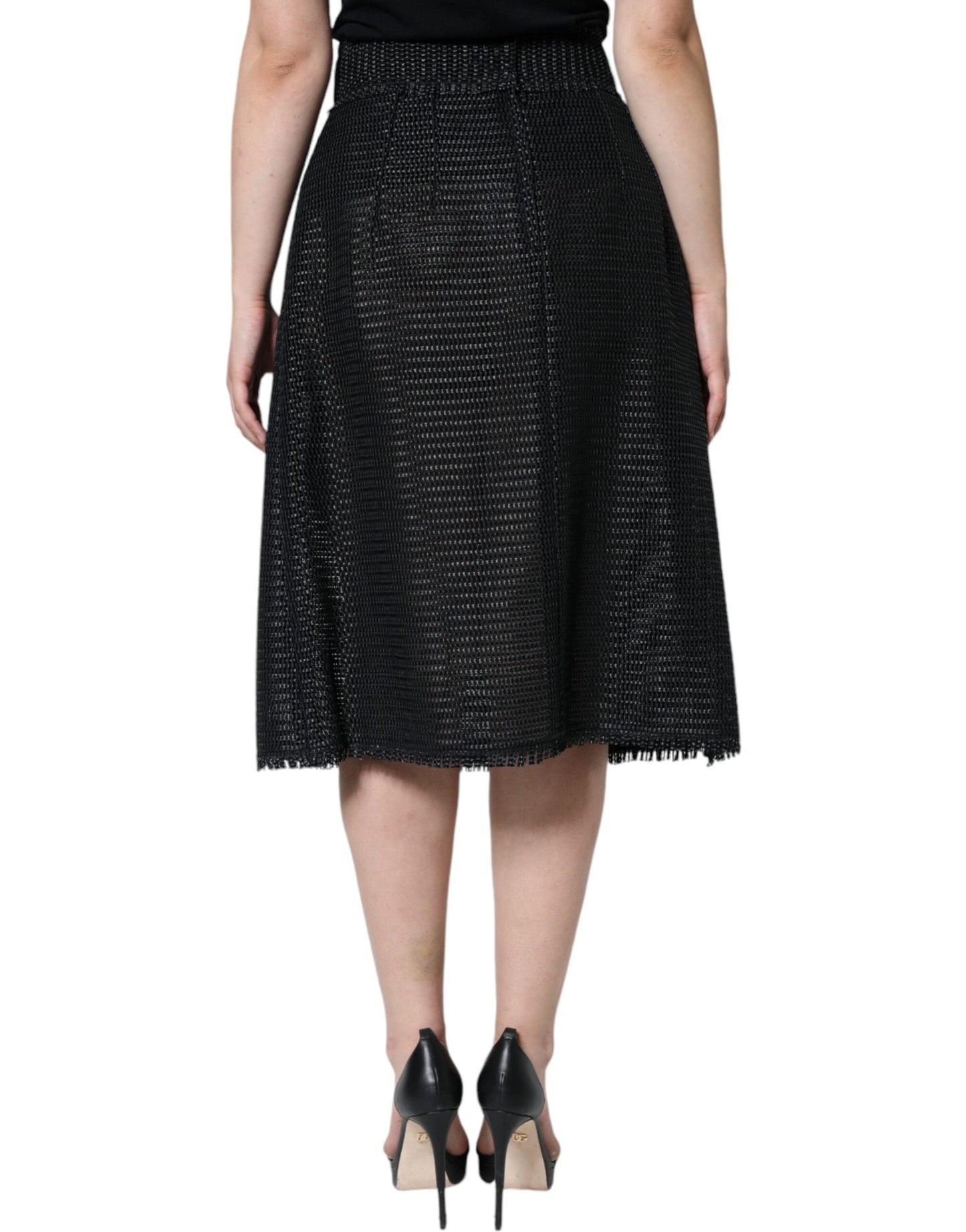Dolce & Gabbana Black Viscose High Waist Pencil Cut Women's Skirt