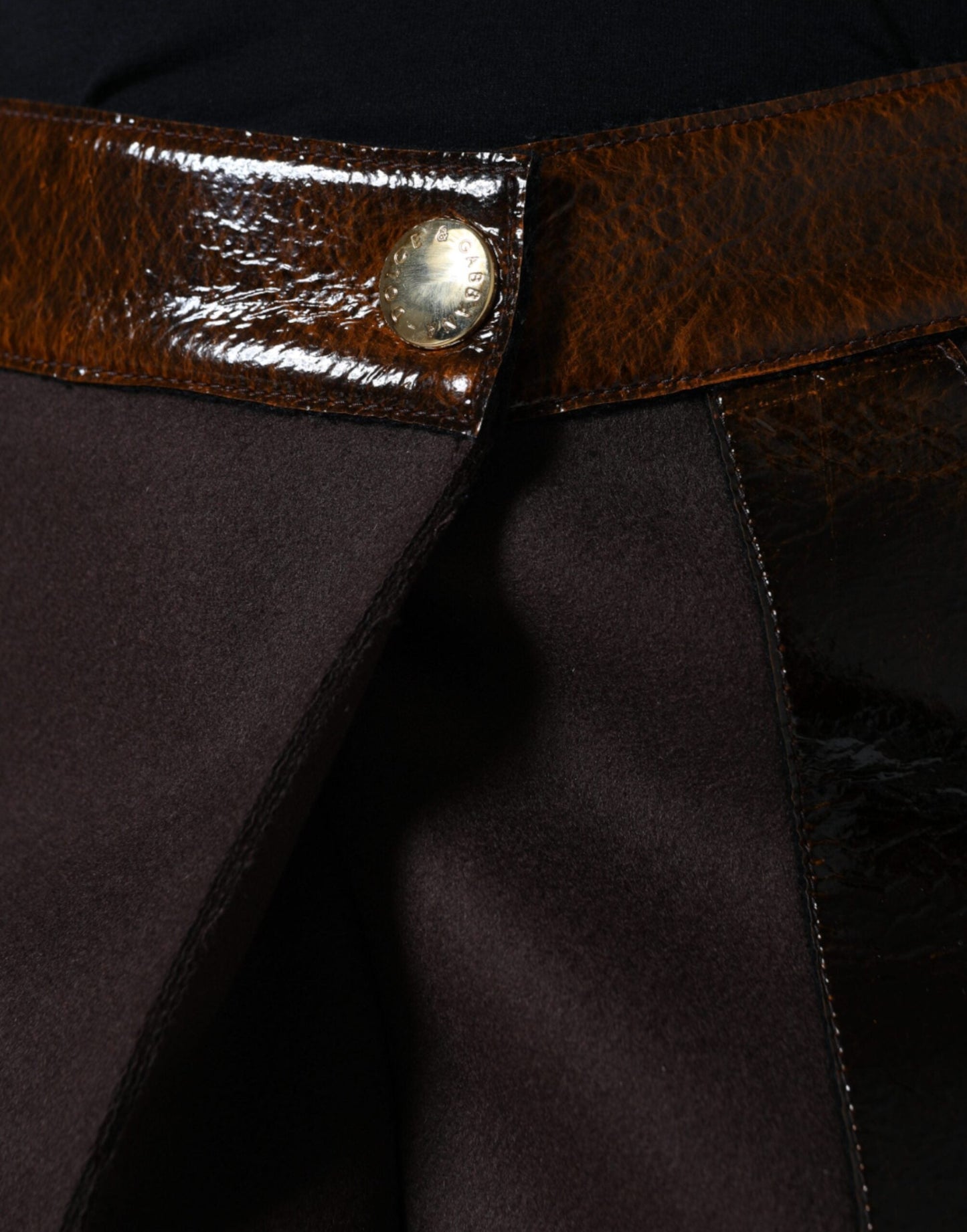 Dolce & Gabbana Brown Virgin Wool Mid Waist A-line Mini Women's Skirt