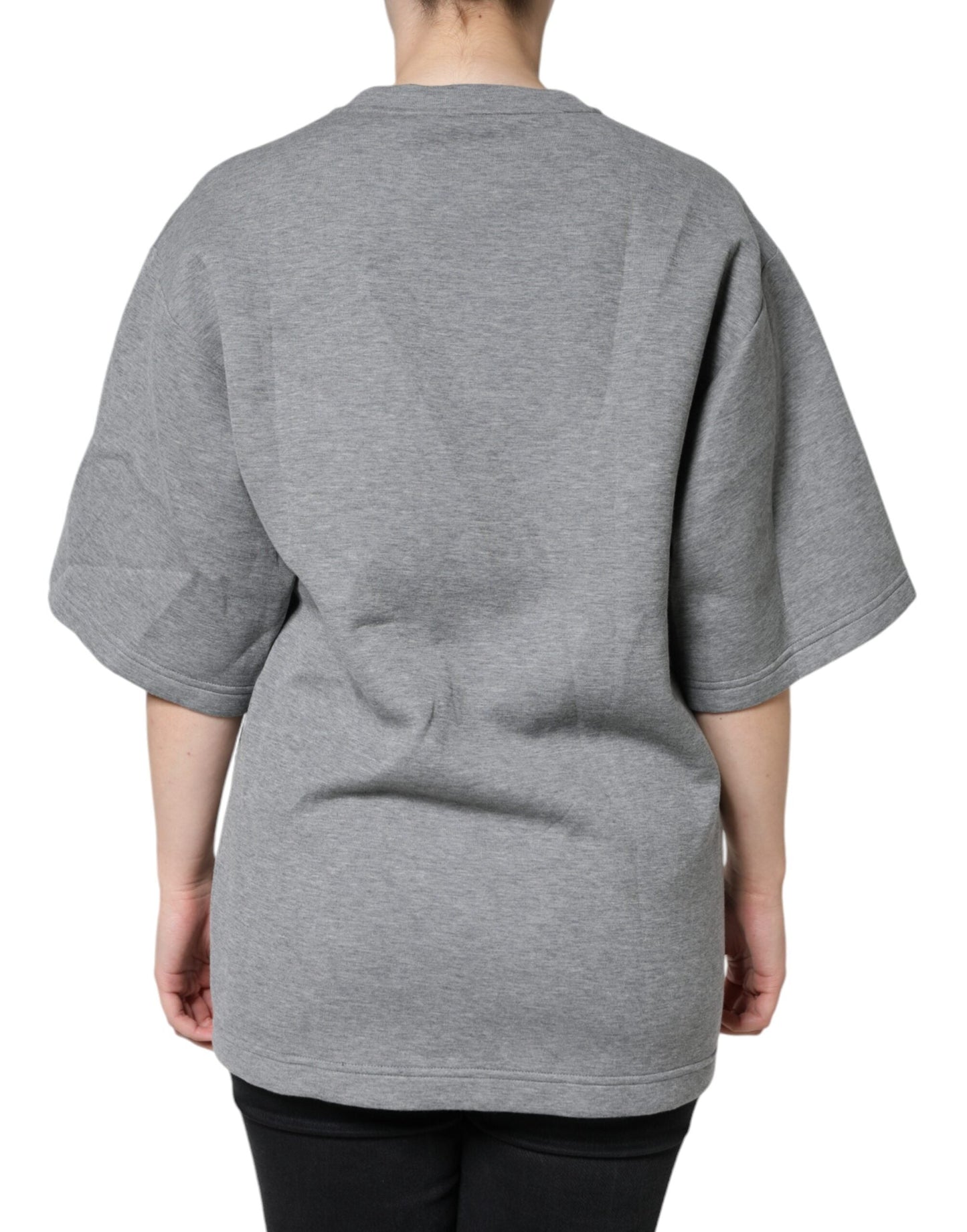 Dolce & Gabbana Gray Cotton Blend Embellished Tee Women's T-shirt