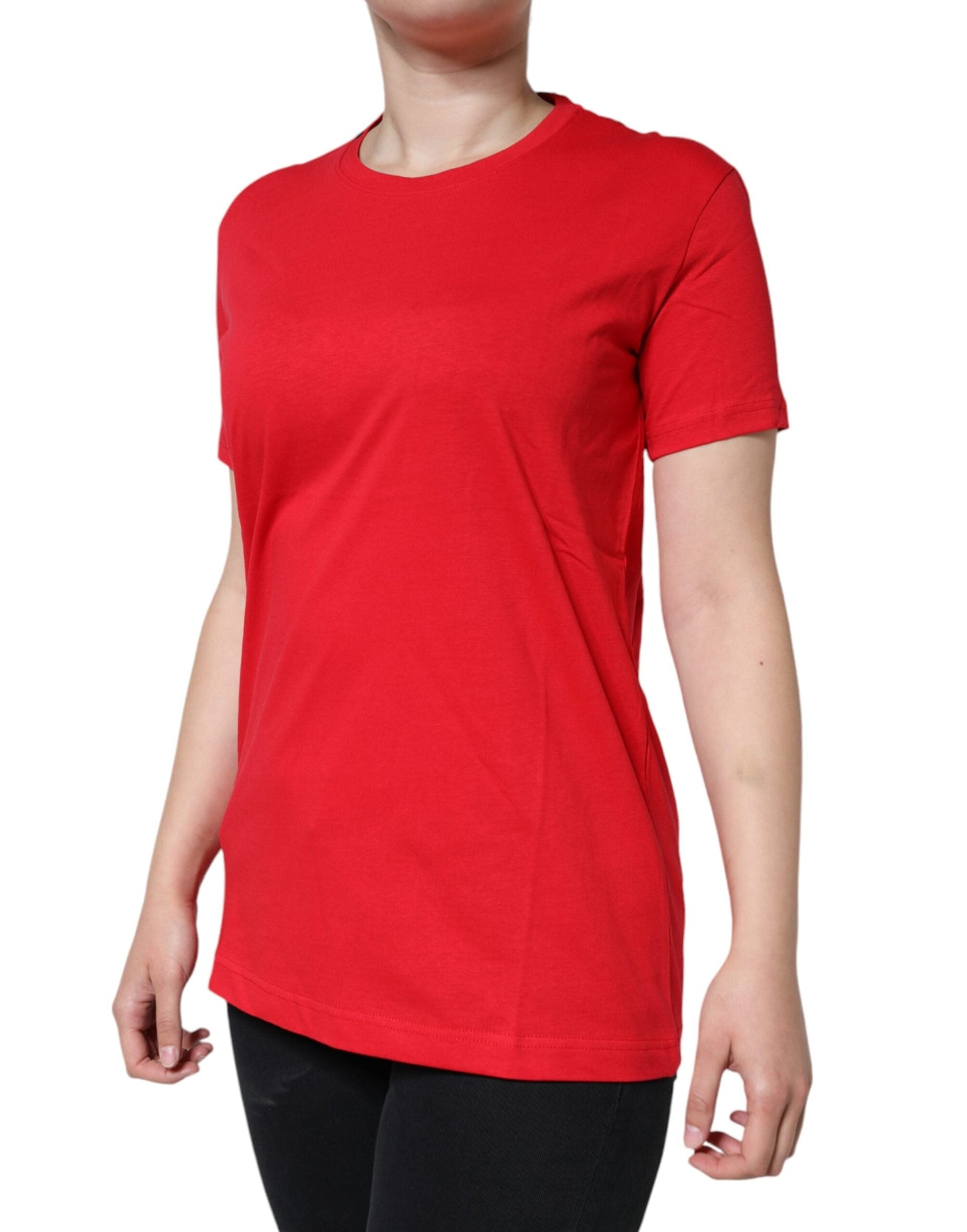 Dolce & Gabbana Red Cotton Crew Neck Short Sleeve Tee Women's T-shirt