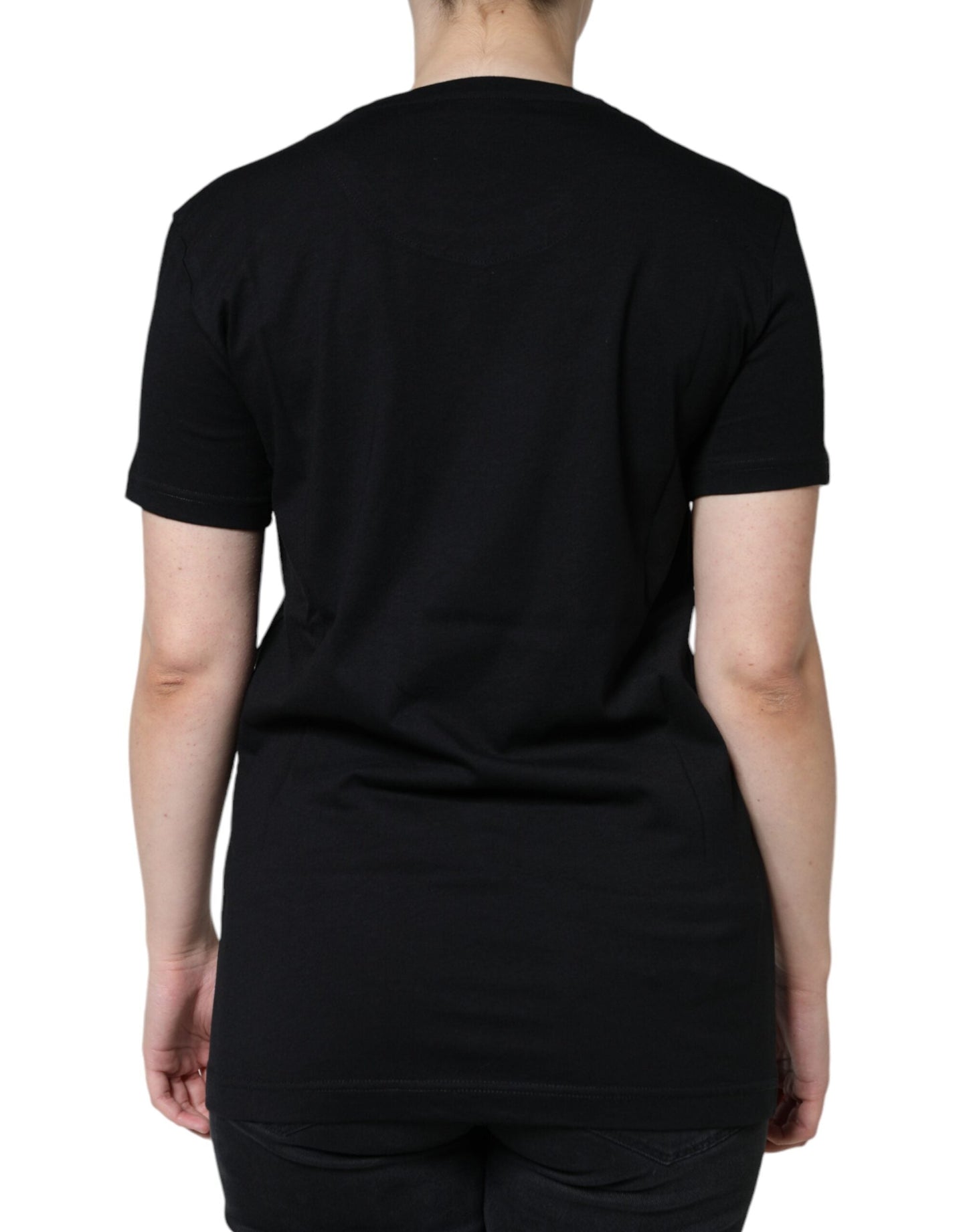 Dolce & Gabbana Black Cotton Crew Neck Short Sleeve Women's T-shirt