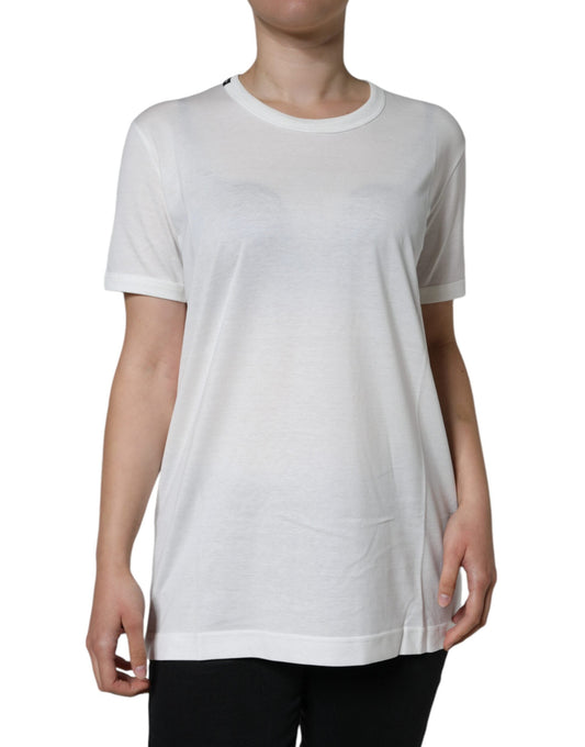 Dolce & Gabbana White Cotton Crew Neck Short Sleeve Women's T-shirt
