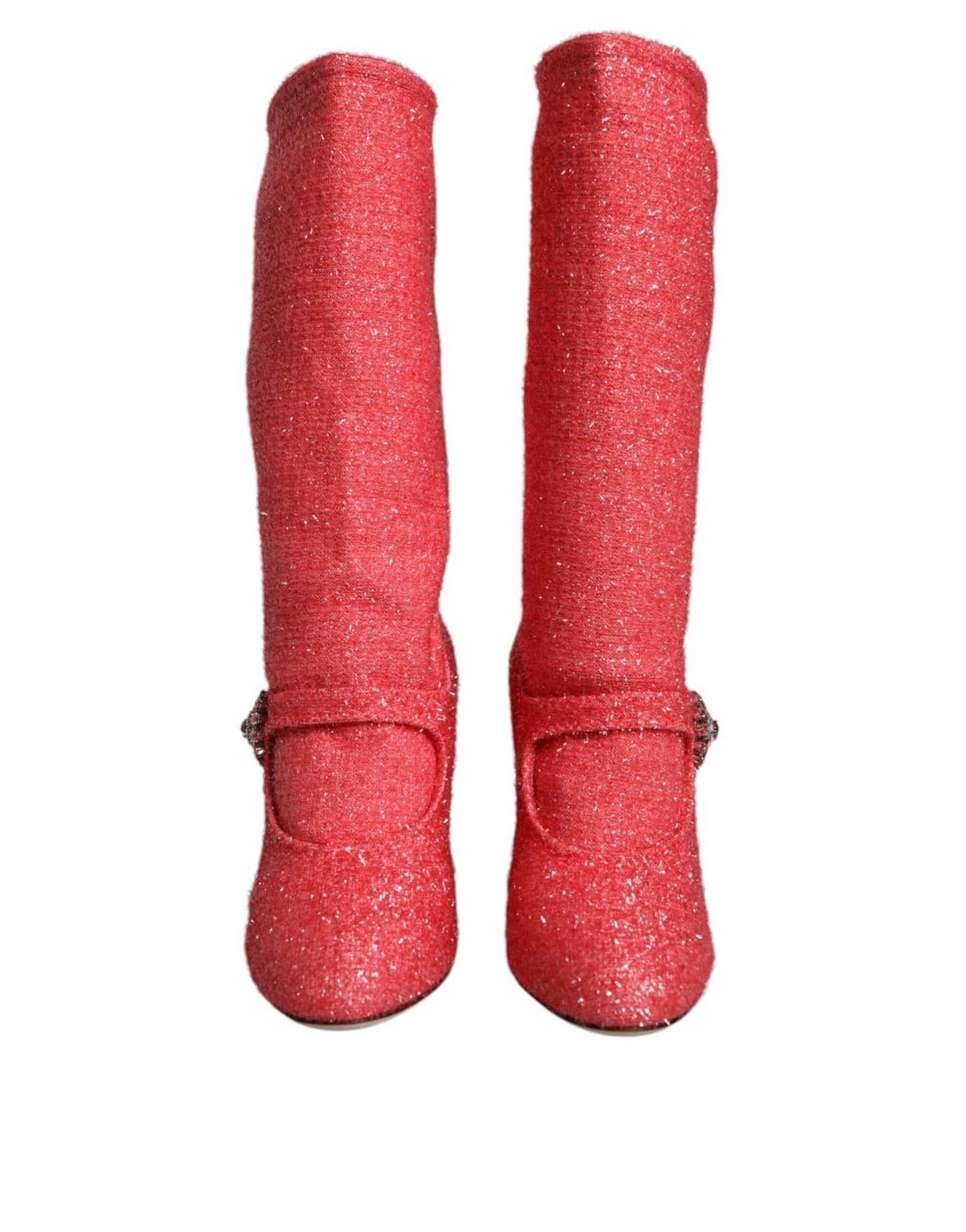 Dolce & Gabbana Pink Crystal Lurex Fantasy High Boots Women's Shoes