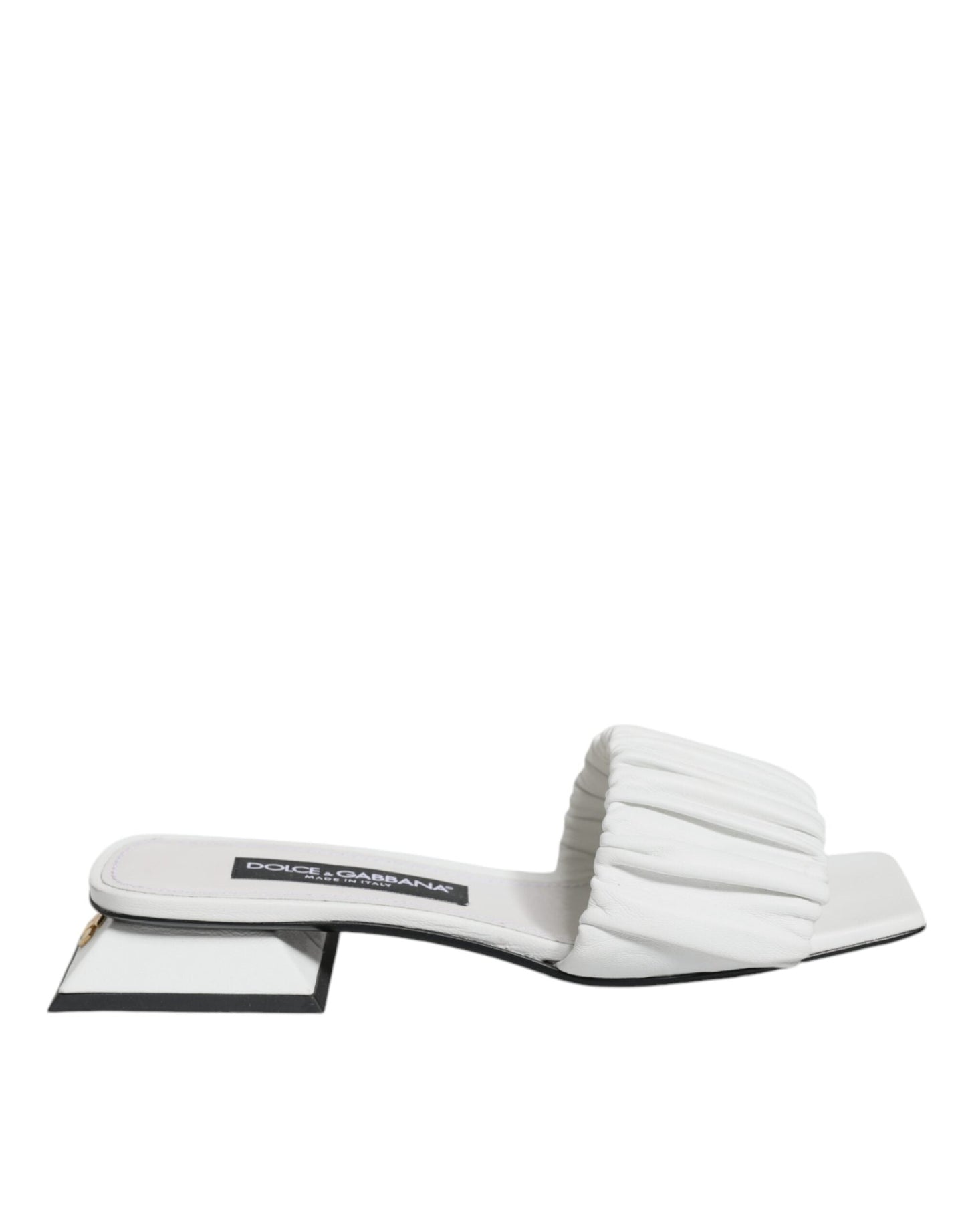 Dolce & Gabbana White Leather Slides Flats Sandals Women's Shoes ()
