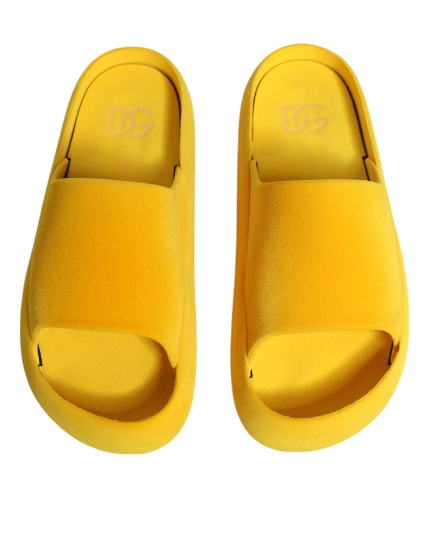 Dolce & Gabbana Yellow Rubber Slides Sandals Beachwear Women's Shoes ()
