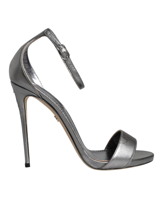 Dolce & Gabbana Silver KEIRA Heels Ankle Strap Sandals Women's Shoes ()